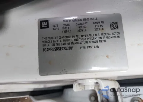 2014 Buick Verano Convenience Group from USA, damaged, VIN 1G4PR5SK5E4235201